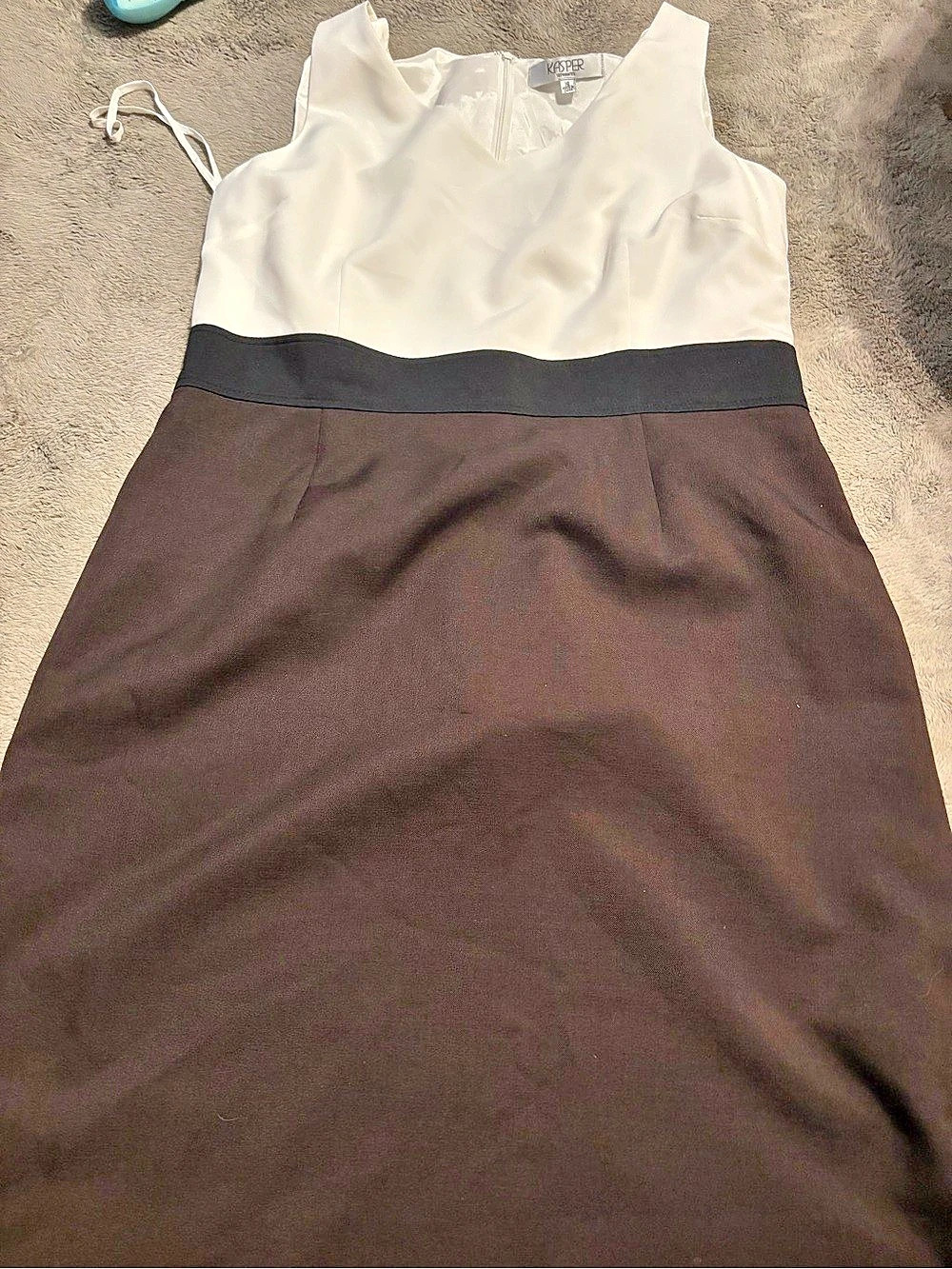 Kasper Colorblock Sheath Dress Color Block Brown & White Size 16